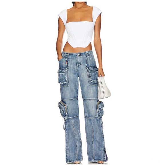 Retrofete Mckenna Crop Top in White Square Neck Stretch Glam Fairy Size XS - Picture 10 of 10